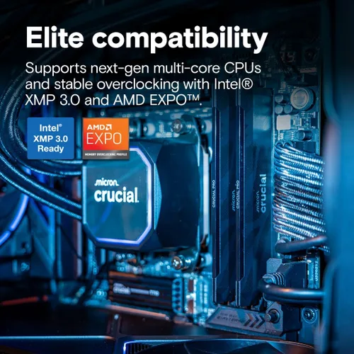 Miniatura 4 de Crucial Pro DDR5 RAM 32 GB Kit (2x16GB), 6400MHz CL32, Memoria de escritorio para overclocking y juegos, Compatible con Intel XMP 3.0 y AMD Expo