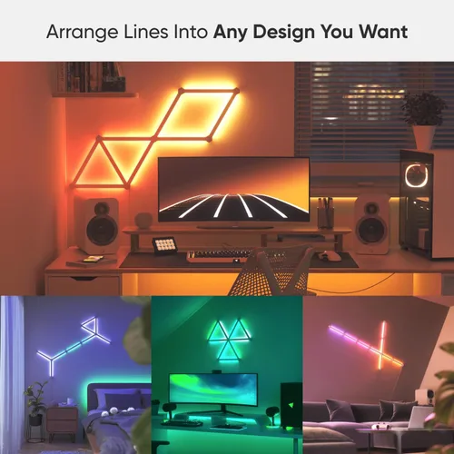 Miniatura 2 de Kit más inteligente de luces de pared LED Nanoleaf Lines WiFi RGBW de 16M, luces de color atenuables para juegos y decoración del hogar