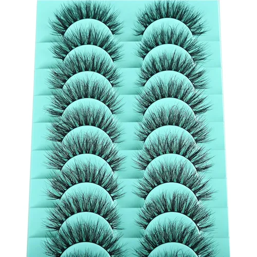 Miniatura 7 de APCYUST Pestañas naturales y finas, pestañas esponjosas de visón, aspecto natural, pestañas pequeñas, paquete de 10 pares de pestañas cortas, juego