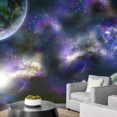 Miniatura 16 de NWT Calcomanía removible para pared, diseño de nube galáctica, estrella, nebulosa, fantasía, ciencia ficción, astronomía y arte espacial, arte