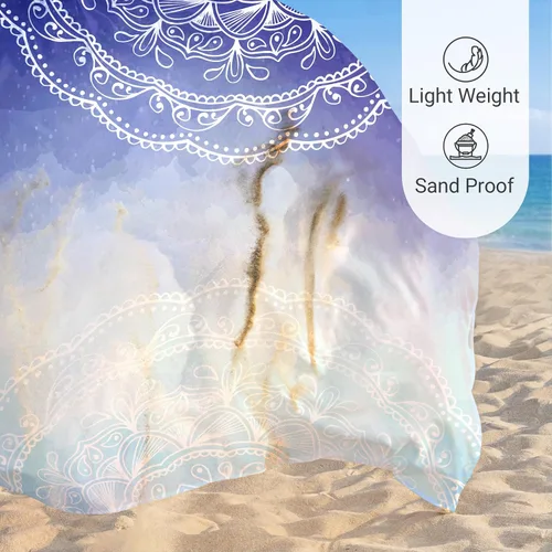 Miniatura 3 de Sunlit - Manta de playa suave y sedosa de 106x81 / 85x72 pulgadas, a prueba de arena, con bolsillos en las esquinas y bolsa de malla; Azul Violeta