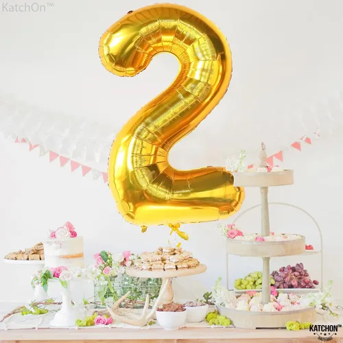 Miniatura 1040 de KatchOn, Globo grande azul número 2 de 40 pulgadas Decoraciones de cumpleaños de Baby Shark para niño de 2 años Globo azul número 2 Globo