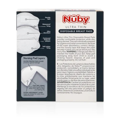 Miniatura 3 de Nuby Stay-Dry - Almohadillas desechables de 60 piezas, panal, ultrafinas