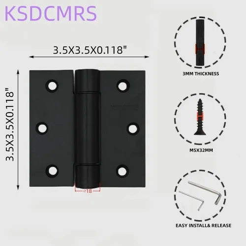 Miniatura 3 de Bisagras de acero inoxidable de cierre automático de 3.5 pulgadas, 3-1/2 pulgadas x 3 1/2 pulgadas, resorte resistente cargado automático ajustable