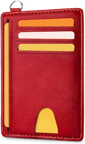 Miniatura 29 de Mayski Cartera delgada minimalista, soporte para tarjetas de crédito para mujeres y hombres, estuches para tarjetas con bloqueo RFID en el bolsillo