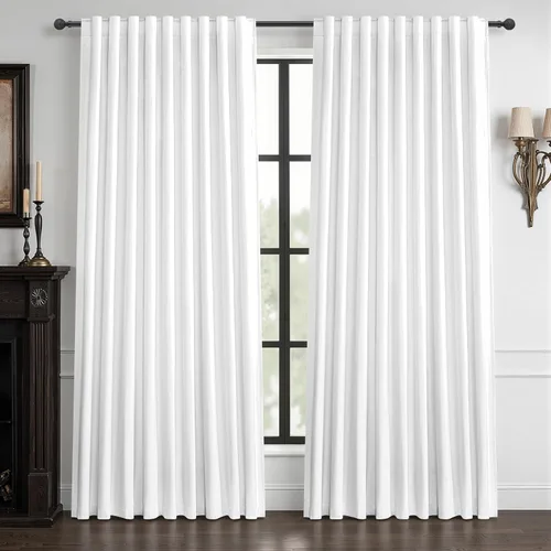 Miniatura 83 de Cortinas opacas extraanchas, 2 paneles para puertas corredizas de vidrio, moderna mezcla de lino plisado pesado, piso a techo, ventanas grandes, 70