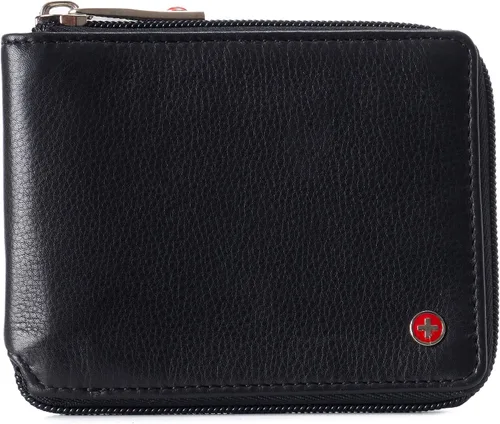 Alpine Swiss Logan - Cartera plegable con cremallera para hombres o mujeres, caja fuerte RFID, viene en una caja de regalo