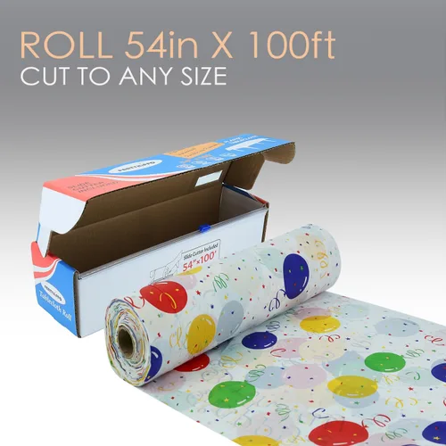 Miniatura 2 de Rollo de mantel de plástico, manteles de plástico de 54 x 100 pies para fiestas, desechables con caja de corte, mantel desechable cortado a medida