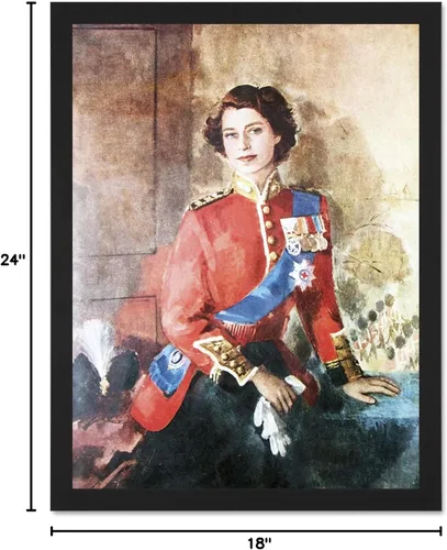 Miniatura 5 de Wee Blue Coo Pintura de la reina Isabel II Militar Regalia Retrato Artístico Marco Grande Póster Decoración de Pared 18 x 24 pulgadas
