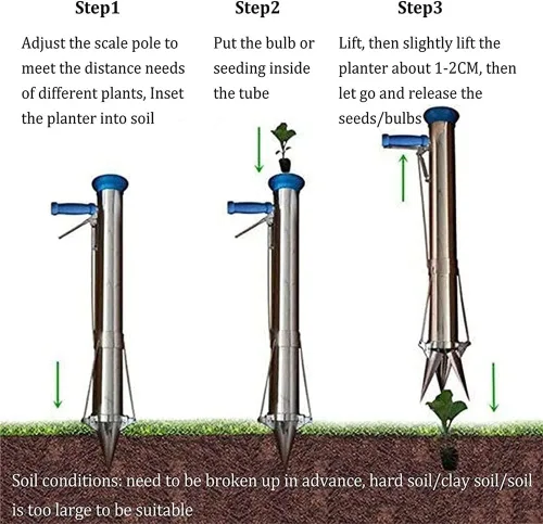 Miniatura 7 de Sembradora de jardín, sembradora manual, maceta de maíz de operación humanizada ajustable de profundidad, accesorios de jardín, para transmisión