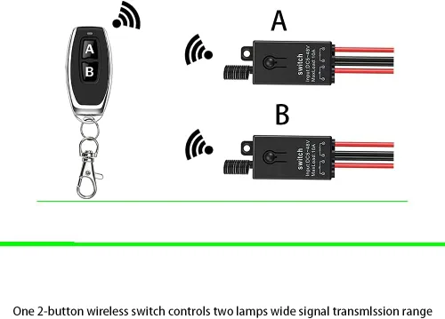 Miniatura 4 de Interruptor de control remoto de 12 V, mini interruptores inalámbricos de 2 vías, relé CC de 12 V/24 V/48 V/10 A con alcance largo de 328 pies