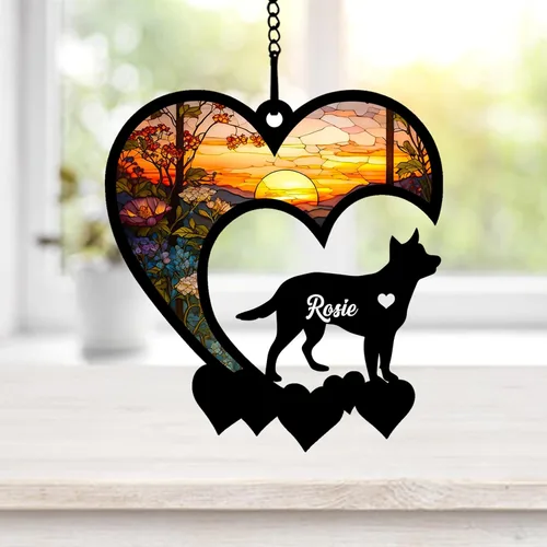 Miniatura 6 de NAZENTI Atrapasoles personalizado de sabueso afgano, adorno conmemorativo personalizado para la pérdida de mascotas, regalo de condolencia