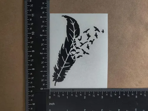 Miniatura 7 de Paquete de 4 calcomanías de plumas: pájaros volando de plumas, plumas que se convierten en pájaros, plumas negras (plumas negras)