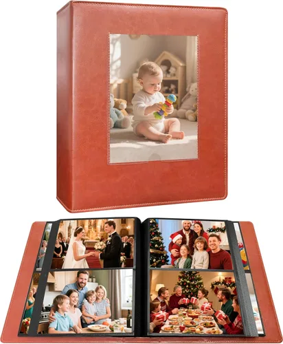 Miniatura 11 de Álbum de fotos de 272 bolsillos de 5 x 7 pulgadas con capacidad para 272 fotos, álbum de fotos de 5 x 7 pulgadas, cubierta de cuero de gran