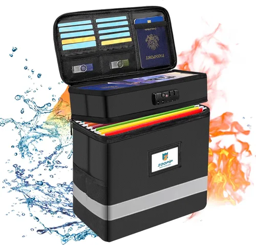 Miniatura 12 de Caja de archivos ignífuga con cerradura, organizador de almacenamiento de caja de documentos, adecuado para colgar carpetas de archivos