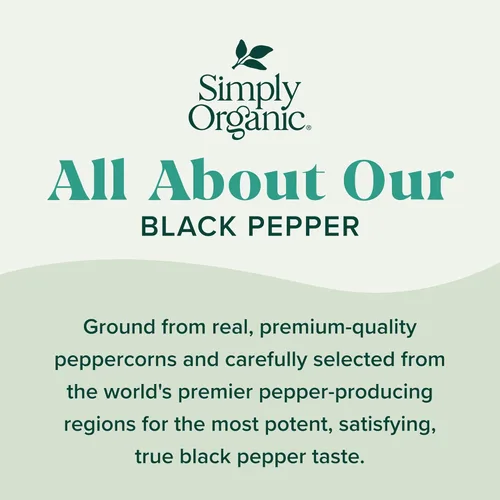 Miniatura 4 de Simply Organic Pimienta negra molida, tarro de 2.31 onzas, pimienta molida media, orgánica certificada, kosher, potente sabor a pimienta