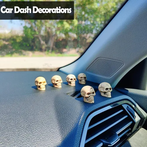 Miniatura 2 de Accesorio colgante de calavera de azúcar para espejo de automóvil, bonito adorno de decoración de calavera oscilante, decoración de espejo