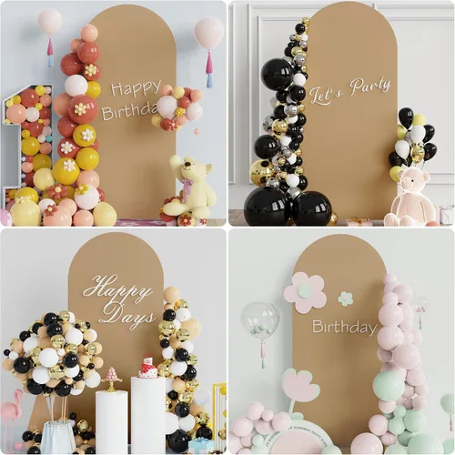 Miniatura 71 de Putros Cubierta de Arco de Boda 6 Pies Beige Spandex Ajustada Parte Superior Redonda Chiara Cubiertas de Soporte de Fondo para Decoración de Bodas