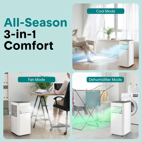 Miniatura 4 de SereneLife - Pequeño aire acondicionado portátil de 8,000 BTU con deshumidificador incorporado - Unidad de aire acondicionado portátil