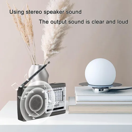Miniatura 4 de XHDATA D219 Radio Portátil AM FM de Onda Corta Operada por Batería Pequeña Radio de Gran Recepción con Buen Sonido, Conector de Auriculares