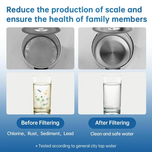 Miniatura 8 de Filtro de agua para grifo, filtro de fregadero con NSF42 y luz azul, 99.9% filtro plegado multicapa, elimina cloro, olor y metales pesados, 1