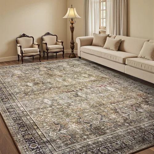 Miniatura 21 de Lofus Alfombra de pasillo de 2 x 10 pies para pasillos, alfombra verde lavable con parte trasera de goma antideslizante, alfombra suave de pelo bajo