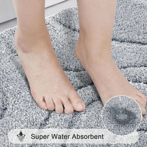 Miniatura 5 de Juego de alfombras de baño HEBE de 5 piezas, tapete de baño de microfibra suave y absorbente para el baño, juego de alfombras de baño antideslizante