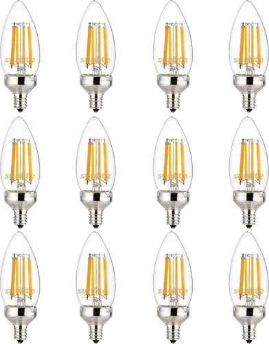 Miniatura 10 de Sunlite Bombilla LED Edison B11 40270 con punta de torpedo, 7.5 vatios (equivalente a 60 W), 810 lúmenes, base de candelabro E12, regulable