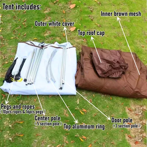 Miniatura 3 de Latourreg Tienda de campaña para exteriores de 4 estaciones, doble capa, 12 x 10 x 8 pies, tienda de campaña tipi impermeable para adultos