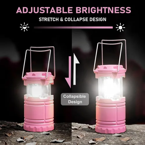 Miniatura 4 de Linternas LED rosa de camping, luces de camping portátiles, lámparas con asa para exteriores, luces esenciales de emergencia para cortes de energía
