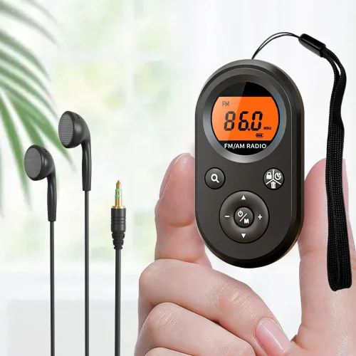 Miniatura 2 de Radio de bolsillo personal AM/FM portátil, radio transistor recargable con la mejor recepción, batería de larga duración, auriculares estéreo