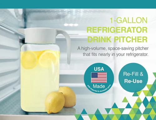 Miniatura 2 de Arrow Home Products Jarra de plástico de 1 galón con tapa, jarra de plástico transparente para refrigerador, relleno de bebidas frías, sin BPA