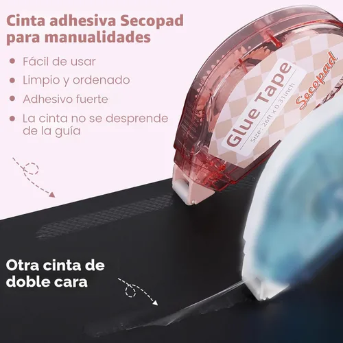 Miniatura 2 de Secopad Cinta para álbum de recortes, paquete de 4 rodillos de cinta de doble cara para manualidades, dispensador de pegamento adhesivo, suministros