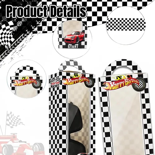Miniatura 7 de Juego de 120 piezas de recuerdos de fiesta de autos de carreras, decoraciones de cumpleaños de automóvil, incluyendo pulseras de palmada, llaveros