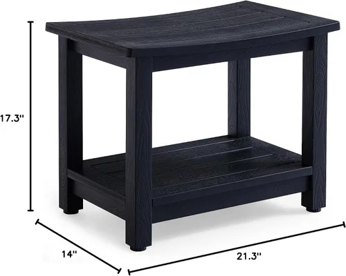 Miniatura 3 de KaimuBench Asiento de ducha HDPS resistente, taburete de ducha impermeable para afeitarse piernas, asiento grande de madera de polietileno con pies