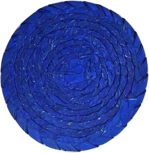 Miniatura 4 de Juego de 4 manteles individuales y posavasos color azul real, estilo de decoración mexicana, ecológicos, hechos a mano, tejidos y reversibles, ideal