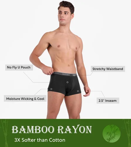 Miniatura 3 de DAVID ARCHY Mens Underwear Ultra Soft Breathable Bamboo Rayon Trunks Pack