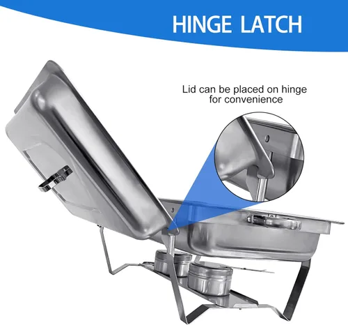 Miniatura 5 de Juego de Platos Calentadores Buffet Set 6 Piezas 8QT Acero Inoxidable Calentador de Alimentos Chafer Juego Completo con Bandeja de Agua, Soporte