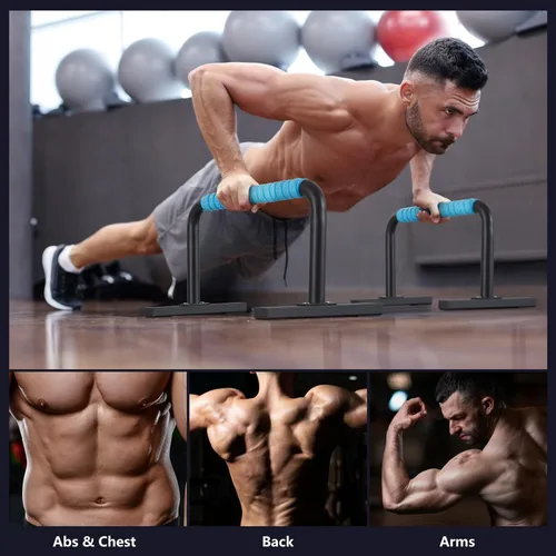 Miniatura 4 de Paraletas de entrenamiento de fuerza, barras de flexión, asas de flexiones, equipo de calistenia para entrenamiento en casa, barras de gimnasia Negro