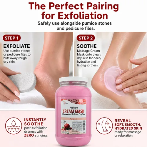Miniatura 5 de SPA REDI - Mascarilla de crema corporal y pies, granada, 128 onzas - Masaje de pedicura para pies y cuerpo cansados, hidratante, piel fresca