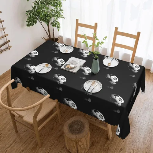 Miniatura 20 de Mantel rectangular de encaje de poliéster con lunares negros, 54 x 72 pulgadas, resistente a las arrugas, lavable, mantel grueso