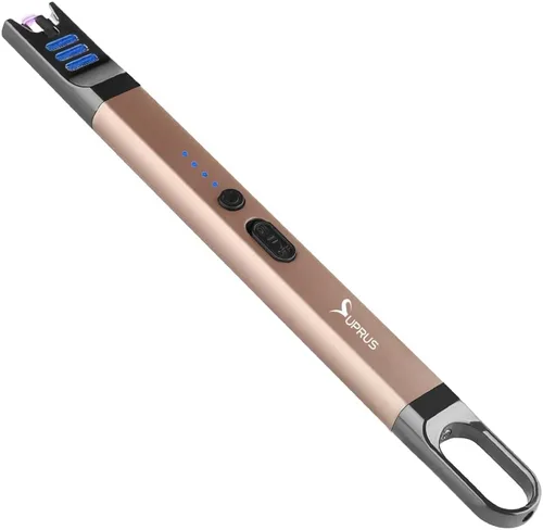 Miniatura 14 de SUPRUS Encendedor de velas eléctrico de arco, resistente al viento, sin llama, recargable por USB, con luz LED, para velas, camping, barbacoa