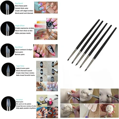 Miniatura 2 de COMIART 5pcs Flexible Clay Sculpture Tools Silicon Color Shaper Brushes Size 0