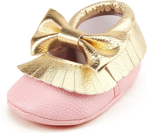 Miniatura 2 de DELEBAO Zapatos de cuna con borla y suela suave para bebés y niños pequeños