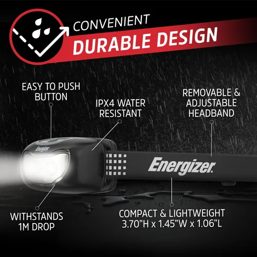 Miniatura 5 de Energizer Universal+ - Linterna frontal LED (paquete de 2), lámpara de cabeza brillante para exteriores, luz de campamento y emergencia, IPX4