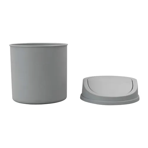 Miniatura 3 de Mini bote de basura de plástico con tapa abatible, bote de basura pequeño de 0.7 galones, color gris