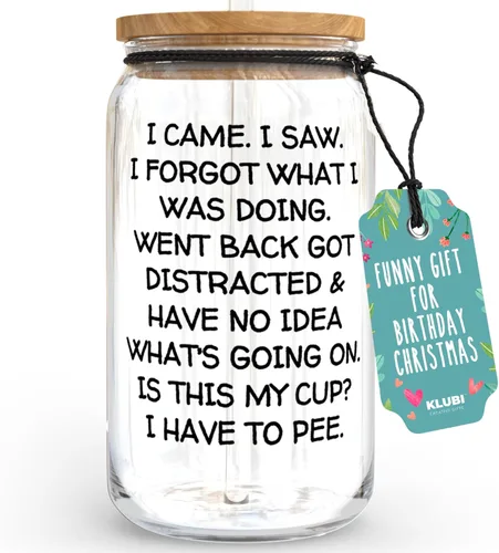 Miniatura 11 de KLUBI Regalos de cumpleaños para mujeres y hombres – Vaso con texto en inglés "I Came I Saw I Forgot" de 20 onzas, regalos de broma negra, Negro