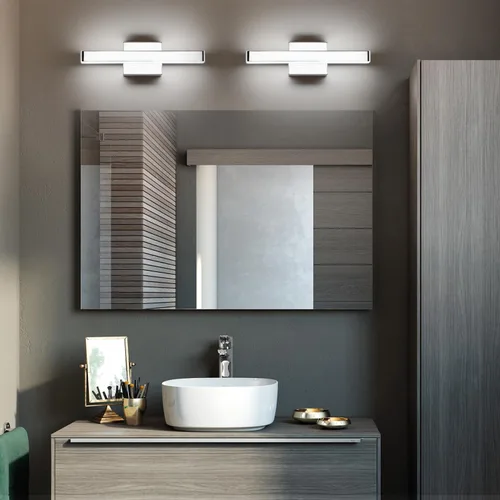 Miniatura 6 de Barra de luz LED moderna para tocador de baño (16 pulgadas, blanco frío 6000 K), accesorios de iluminación de pared de baño de acrílico moderno