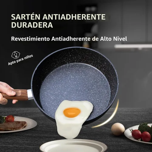 Miniatura 3 de MAISON ARTS Juego de ollas y sartenes antiadherentes, 12 piezas de granito negro de cocina compatibles con inducción, juegos de ollas y sartenes