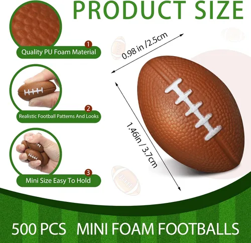 Miniatura 2 de Civaner 500 minibolas de fútbol de espuma a granel de 1.46 x 1 pulgadas, pelota de estrés deportiva pequeña para regreso a clases, primer año